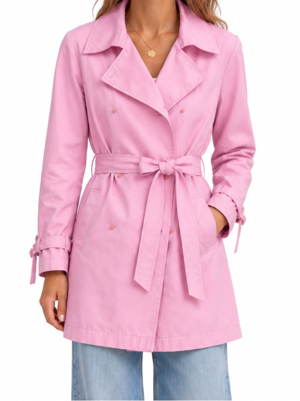 💕PINK💕 London Fog Double-Breasted Trench Coat LIKE NEW